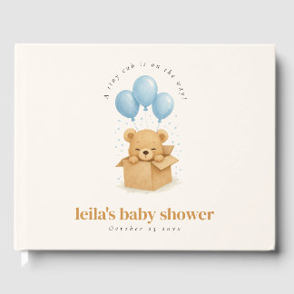 Livre D'or Douce Baby Shower Ours Ballon Bleu Aquarelle