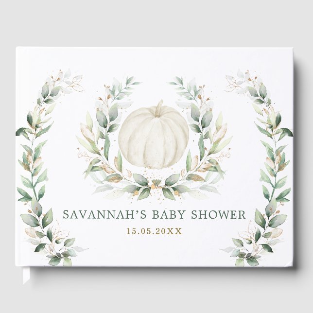 Livre D'or Douce Citrouille de Feuillage Doré Bébé Neutre (Recto)