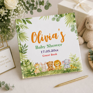 Livre D'or Douce Fête de Naissance Safari Aquarelle Végétatio