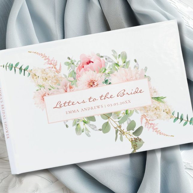 Livre D'or Douce Mariée de Printemps Botanique (Personalized, modern, elegant, watercolor, floral "Letters to the Bride" Bridal Shower Guest Book.)