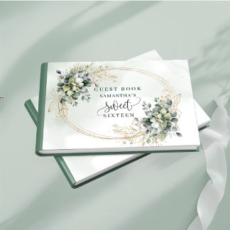 Livre D'or Douce Sweet 16 vert poussiéreux botanique eucalypt