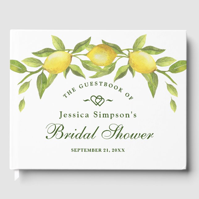 Livre D'or Douche de Mariée Aquarelle Citrons Doux & Verdure (Recto)
