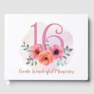 Livre D'or Doux 16 Anniversaire rose Parties scintillant d'aq