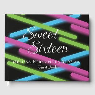 Livre D'or Doux 16 Neon Lumineuse Dans Le Laser Sombre Géomét