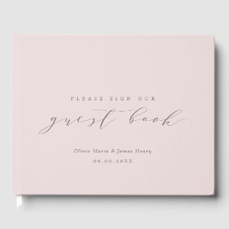 Livre D'or Doux Lin rose pâle moderne Mariage personnalisable