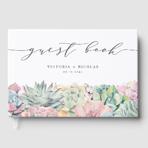 Livre D'or Doux Pastel Succulent Aquarelle Garland Mariage