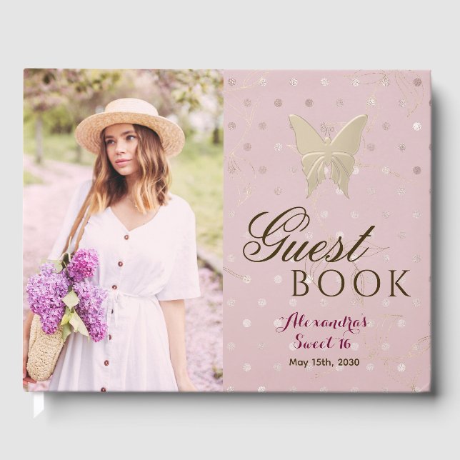 Livre D'or Douze ans rose papillon doré (Recto)