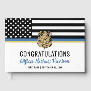 Livre D'or Drapeau de la ligne bleue de la police Félicitatio