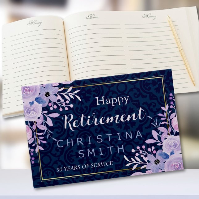 Livre D'or Dreamy Lilac Pastel Aquarelle Parti de retraite (Dreamy Lilac Pastel Watercolor Retirement Party Guest Book)