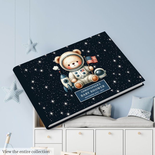 Livre d'or du Baby shower de l'astronaute Teddy Be (Teddy Bear Astronaut Boy Baby Shower Logbook Guest Book)