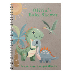 Livre d'or du Baby shower Garçon Blue Green Dinosa