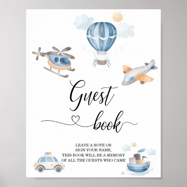 Livre d'or du baby shower Watercolor Transportatio (Devant)
