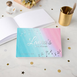 Livre d'or du Bat mitzvah de musique Watercolor