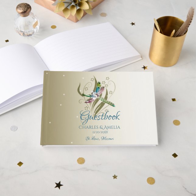 Livre d'or du jour du mariage de la libellule à bi (Recto ouvert)