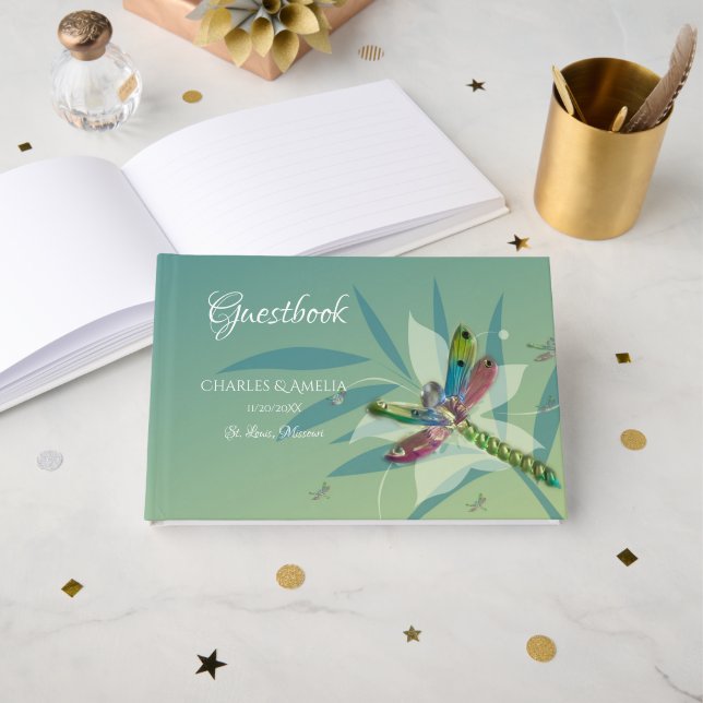 Livre d'or du jour du mariage de la libellule de r (Recto ouvert)
