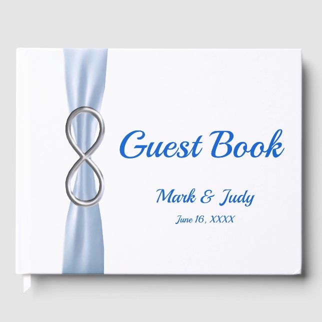 Livre d'or du Mariage de ruban bleu Silver Infinit (Recto)