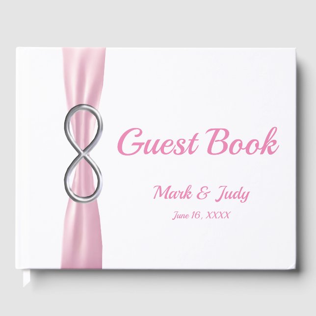 Livre d'or du Mariage de ruban rose Silver Infinit (Recto)