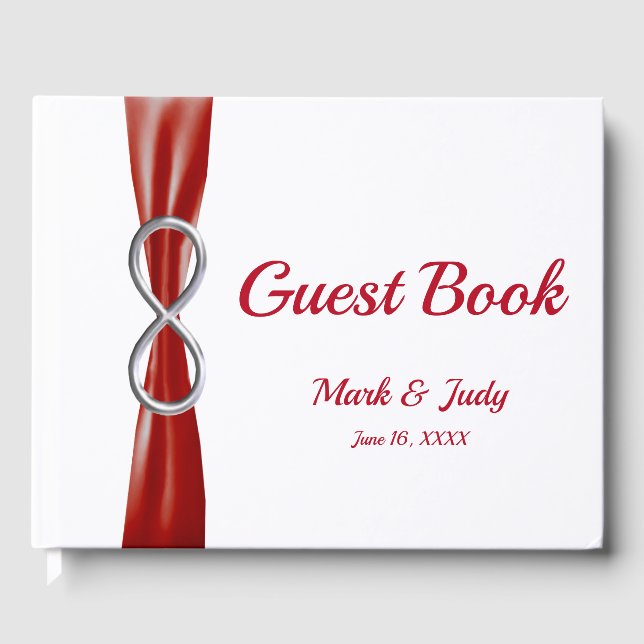 Livre d'or du Mariage de ruban rouge Silver Infini (Recto)
