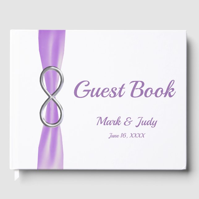 Livre d'or du Mariage de ruban violet Silver Infin (Recto)