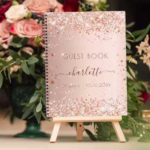 Livre d'or du rose d'anniversaire nom de broussail