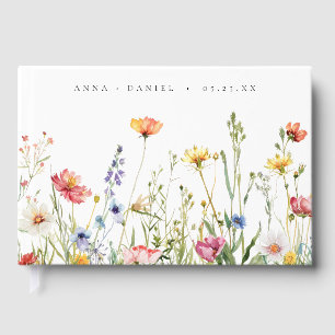 Livre D'or Dusty bleu coloré Rustic Fleur sauvage Mariage