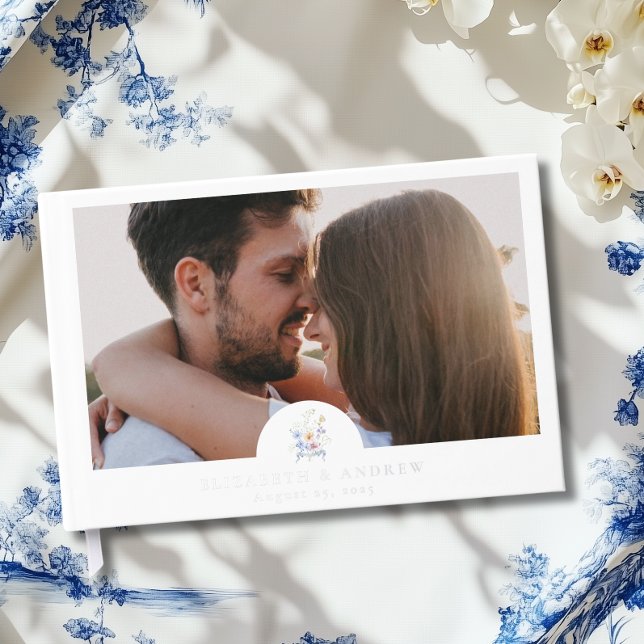 Livre D'or Dusty Blue Crest Floral Wedding (Créateur téléchargé)