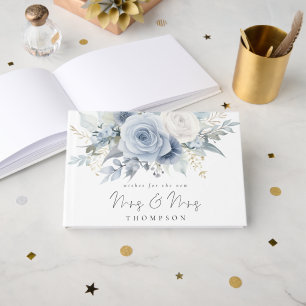 Livre D'or Dusty Blue Florals Souhaite Lesbienne Mariage Nouv