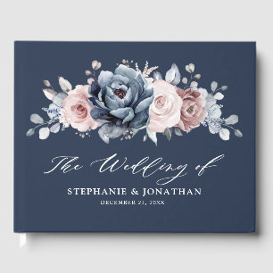 Livre D'or Dusty Blue Mauve Rose rose ardoise Mariage floral