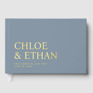 Livre D'or Dusty Blue Moderne Mariage Foil