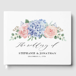 Livre D'or Dusty Blue Pastel Pink hydrangeas Mariage