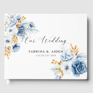 Livre D'or Dusty Blue White Gold Floral Mariage