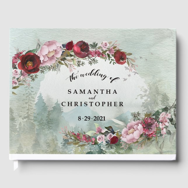 Livre D'or Dusty Dusty Rose Bourgogne Mariage Woodland (Recto)