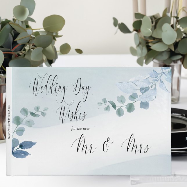 Livre D'or Dusty Eucalyptus Élégants voeux de mariage (Wedding Day Wishes guest book from Dusty Eucalyptus wedding collection)