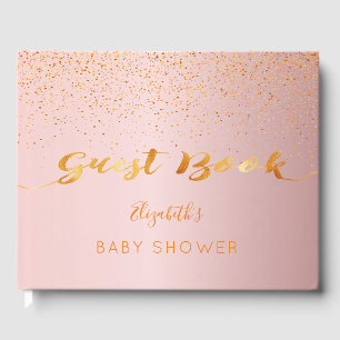 Livre D'or Dusty rose confetti script Baby shower fille