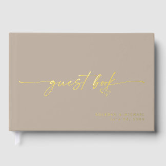Livre D'or Écriture calligraphique moderne taupe pour photo d