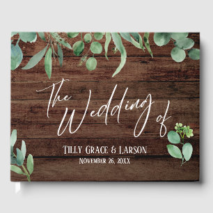 Livre D'or Écriture manuscrite Rustique Eucalyptus en bois Li