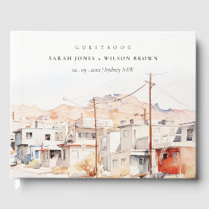 Livre D'or El Paso Texas City Scape Watercolor Mariage
