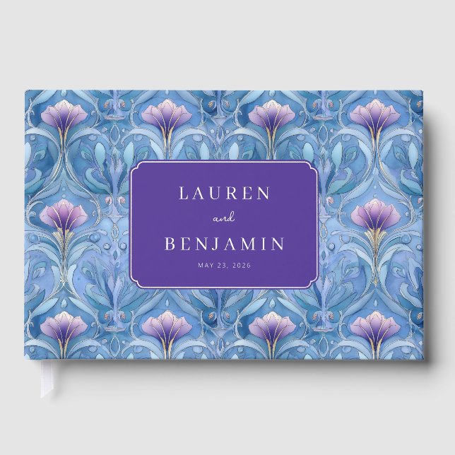 Livre D'or Élégance Florale Bleue Romantique (Recto)