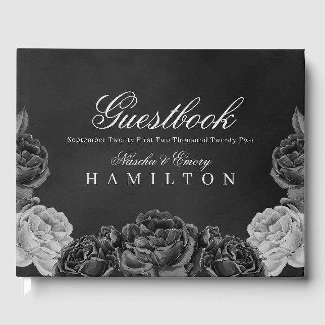 Livre D'or Élégance gothique Gris Rose monochrome Mariage (Recto)