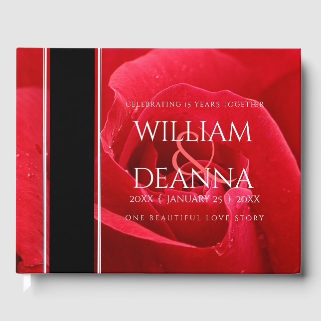 Livre D'or Élégant 15e 26e 36e anniversaire de Mariage Rose (Recto)