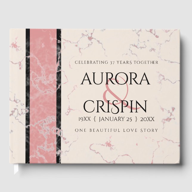 Livre D'or Élégant 37e anniversaire du Mariage Alabaster (Recto)