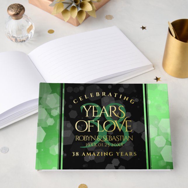 Livre D'or Élégant 38e anniversaire du Mariage Emeraude (Elegant 38th Emerald Wedding Anniversary Foil Guest Book Cover Photo)