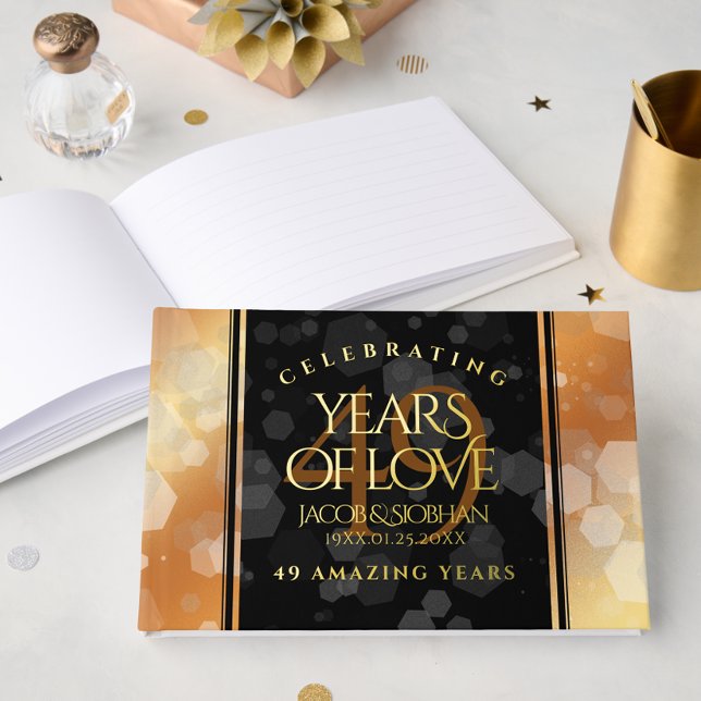 Livre D'or Élégant 49ème anniversaire de Mariage de cuivre (Elegant 49th Copper Wedding Anniversary Foil Guest Book Cover Photo)