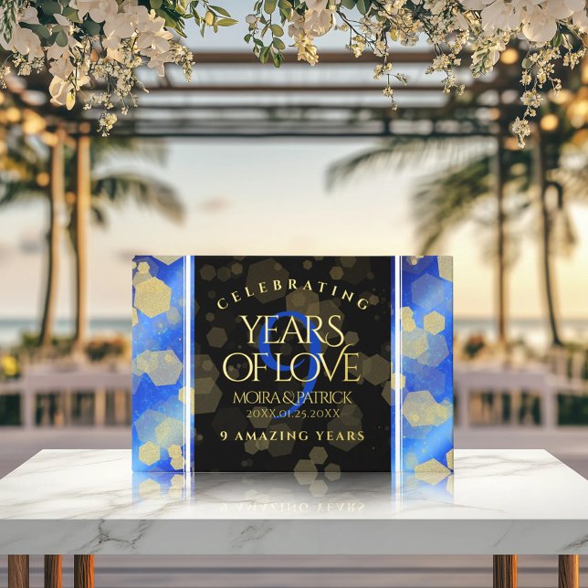 Livre D'or Élégant 9e anniversaire Mariage Lapis Lazuli (Elegant 9th Lapis Lazuli Wedding Anniversary Foil Guest Book Cover Photo)