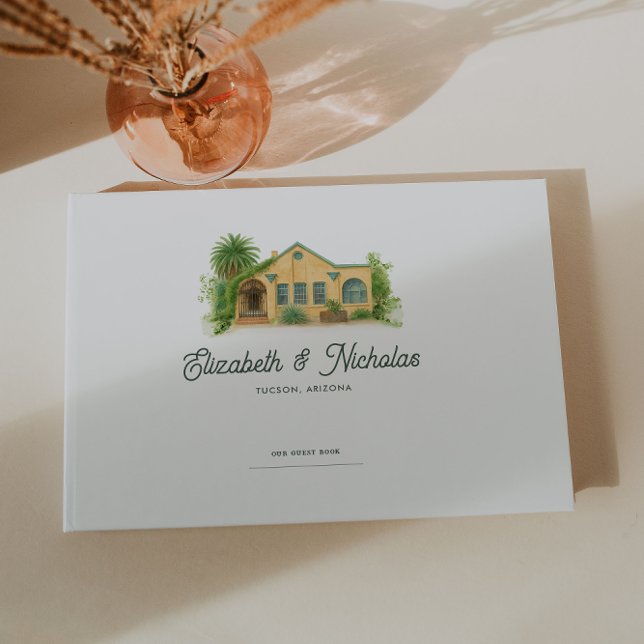 Livre D'or Elégant aquarelle Mariage d'illustration du lieu (Créateur téléchargé)