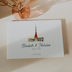 Livre D'or Elégant aquarelle Mariage d'illustration du lieu