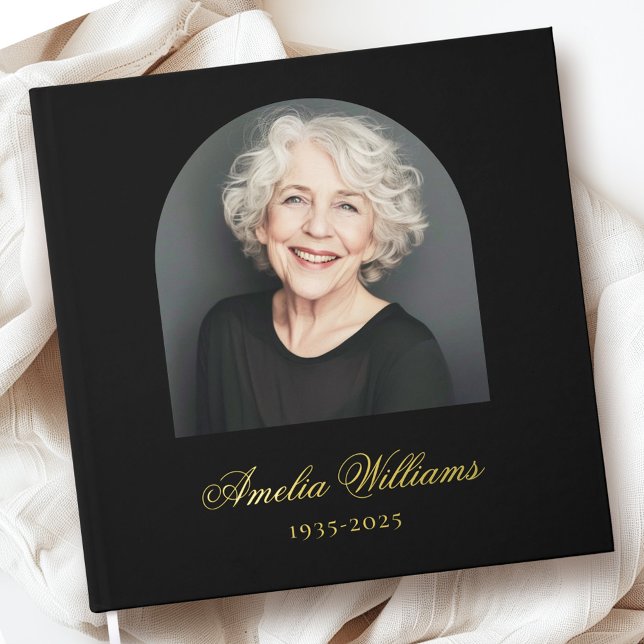 Livre D'or Elégant arc amoureux mémoire funéraire photo mémor (Elegant arch loving memory funeral memorial photo guest book)