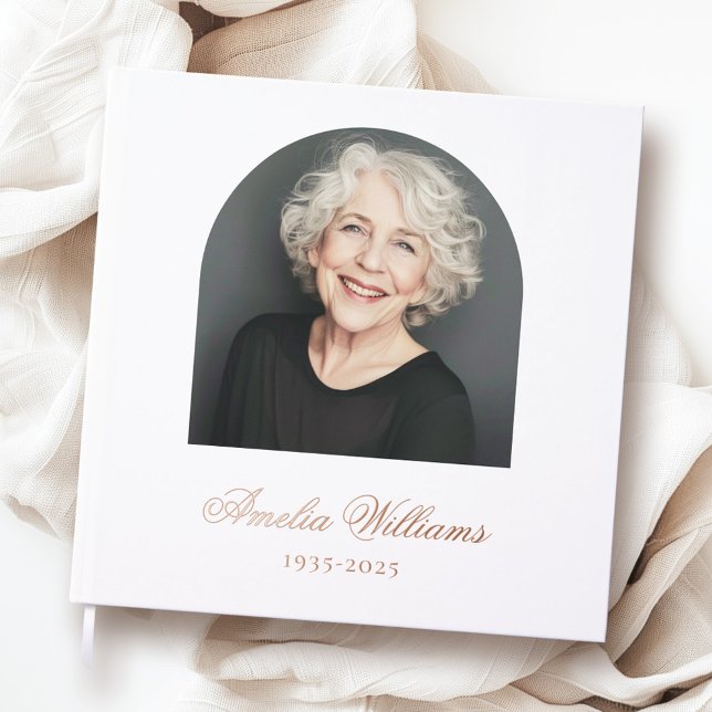 Livre D'or Elégant arc amoureux mémoire funéraire photo mémor (Elegant arch loving memory funeral memorial photo foil guest book)
