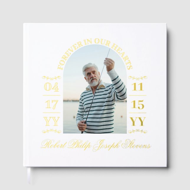 Livre D'or Elégant Arc Or Photo Pour Toujours Dans Nos Coeurs (Recto)