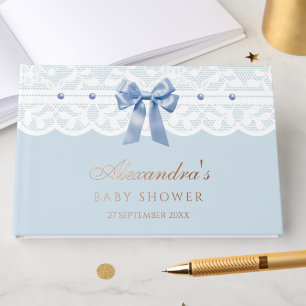 Livre D'or Elégant Baby shower en dentelle de corail Dusty Bl